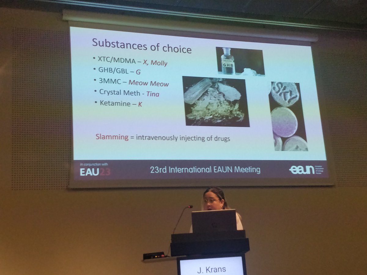 Very interesting lecture about a rather unknown subject, chemsex, which is sex with chemical substances by Jennifer Krans at #EAUN23