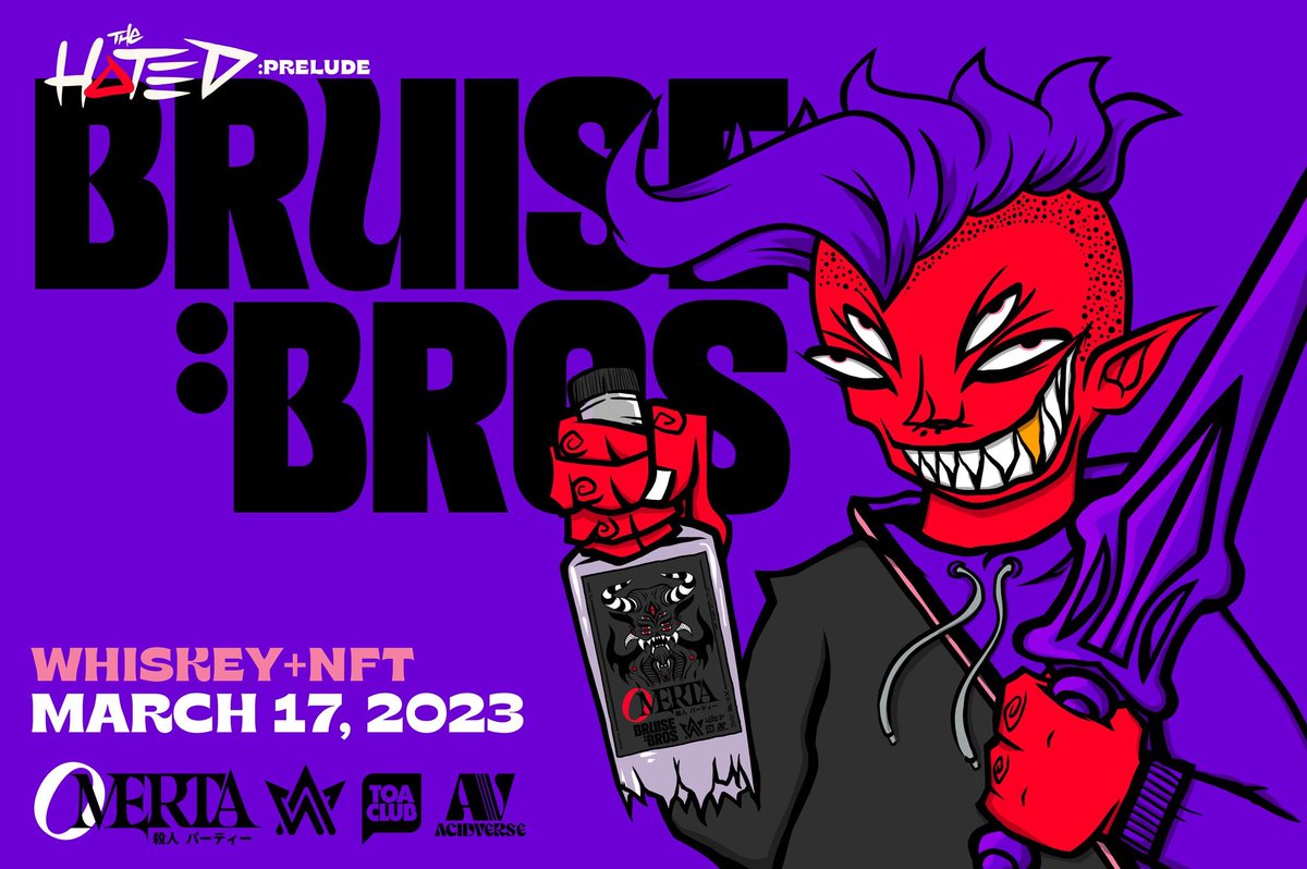 DavidLivermor16's tweet photo. Bruise:Bros mint upcoming 17/03! Each NFT comes with its own bottle of whiskey! Get involved #Acidverse https://t.co/emIzTPL5WW