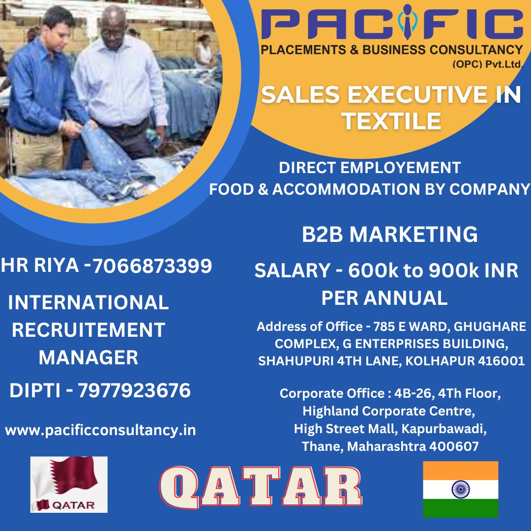 WE HIRING #hiring #sales #salesexecutives #qatarjobs #qatar #indiajobs #uniforms #various #directemployement #employement #goodearning #fieldsalesjobs #greatopportunity #greatplacetowork #pacificplacmentsandbusinessconsultancy