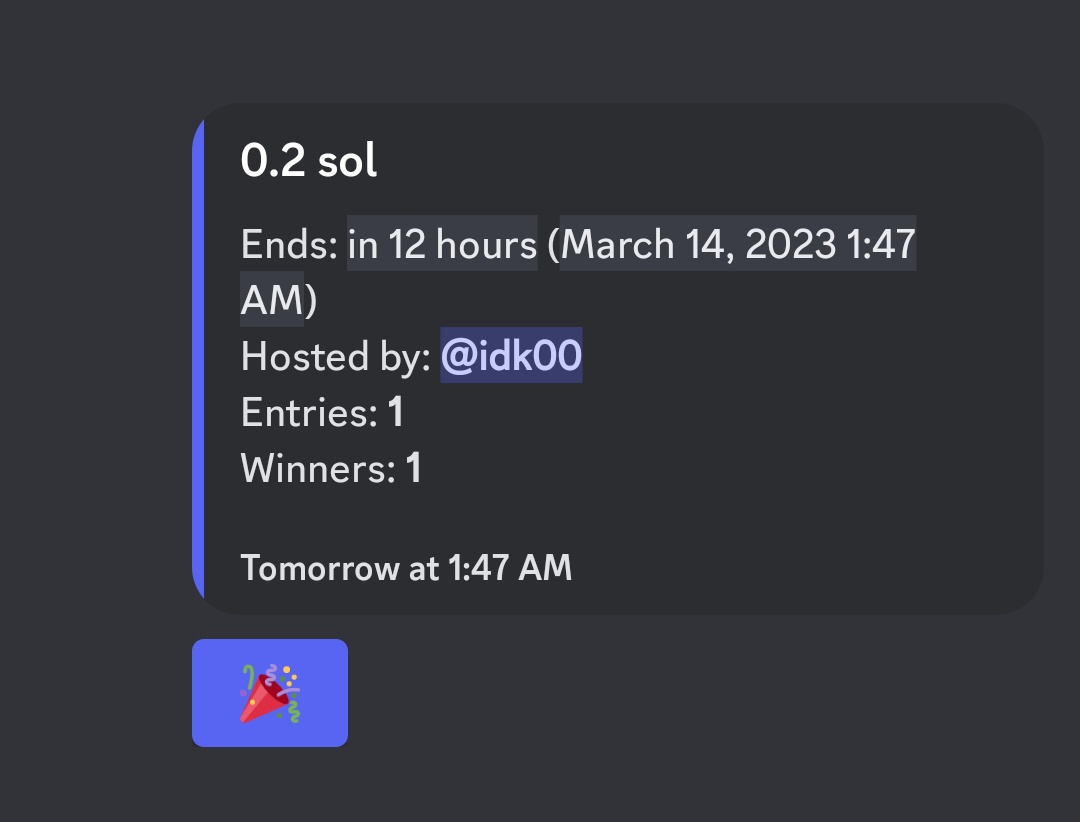 Flash giveaway ❤️
.2× 1 SOL 
Join : fast !!! LFG !!!! discord.gg/Q2VHk7pu
Verify!!! LFG IDK!!!!!  Goo guys participate on discord!!!