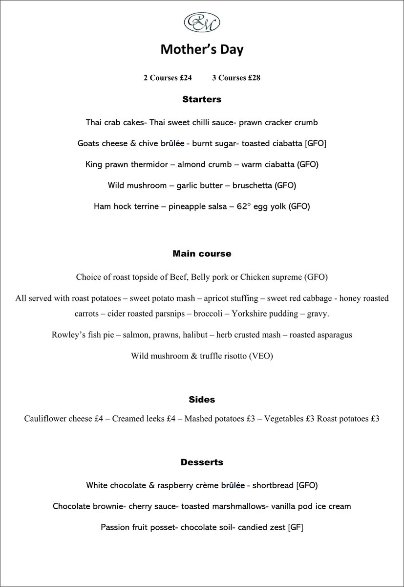 Reservation spaces are now very limited for our Mother's Day Sunday Lunch and our Sparkling Mother's Day Afternoon Tea! Make sure to contact us today to make your booking! 

For bookings:
Call: 01482848248 / 07974352563
Email: info@rowleymanor.com / dm@rowleymanor.com