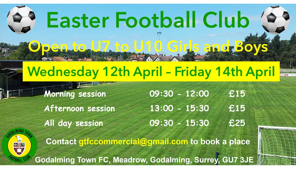 NEW! Godalming Town FC Easter holiday football sessions