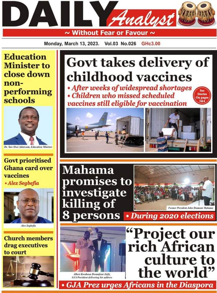 Newspaper Headlines: Monday, March 13, 2023
