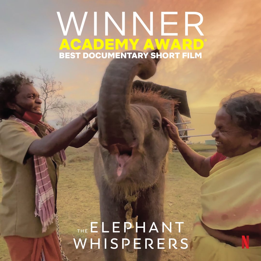 #TheElephantWhisperers wins the Oscar for Best Short Documentary 

My Heartiest Congrats to #KartikiGonsalves , @guneetm & @sikhyaent

Truly an outstanding feet. Kudos to the Entire Team

#Oscars