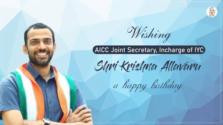 EmptynessSunil's tweet photo. Heartiest congratulations and best wishes to All India Congress Committees Joint Secretary and Youth Congress Incharge Shri Krishna Allavaru Ji on his Birthday.
#Happy_Birthday
@Allavaru https://t.co/ps2U9BRmSd