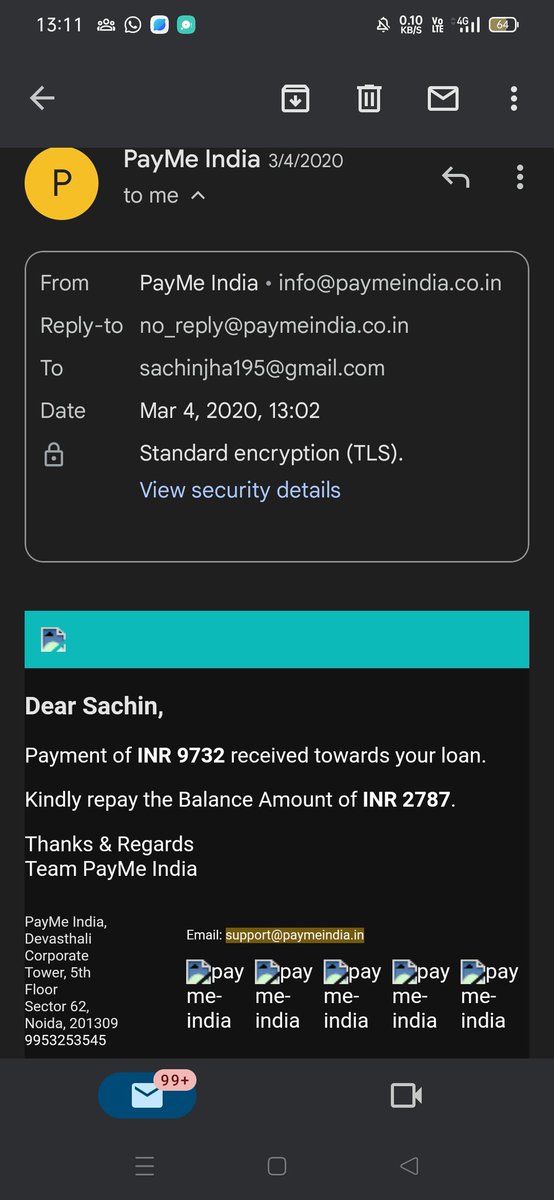 SachinVts's tweet photo. @PayMeIndia 
I have already paid my dues in march 2020 but still amount Showing in unpaid..due to this my cibil is impacting.your customer support is also not reverting on mail or call pls help &amp; close this as soon as possible

Attaching payment receipt for your reference. https://t.co/367d6vFRPl