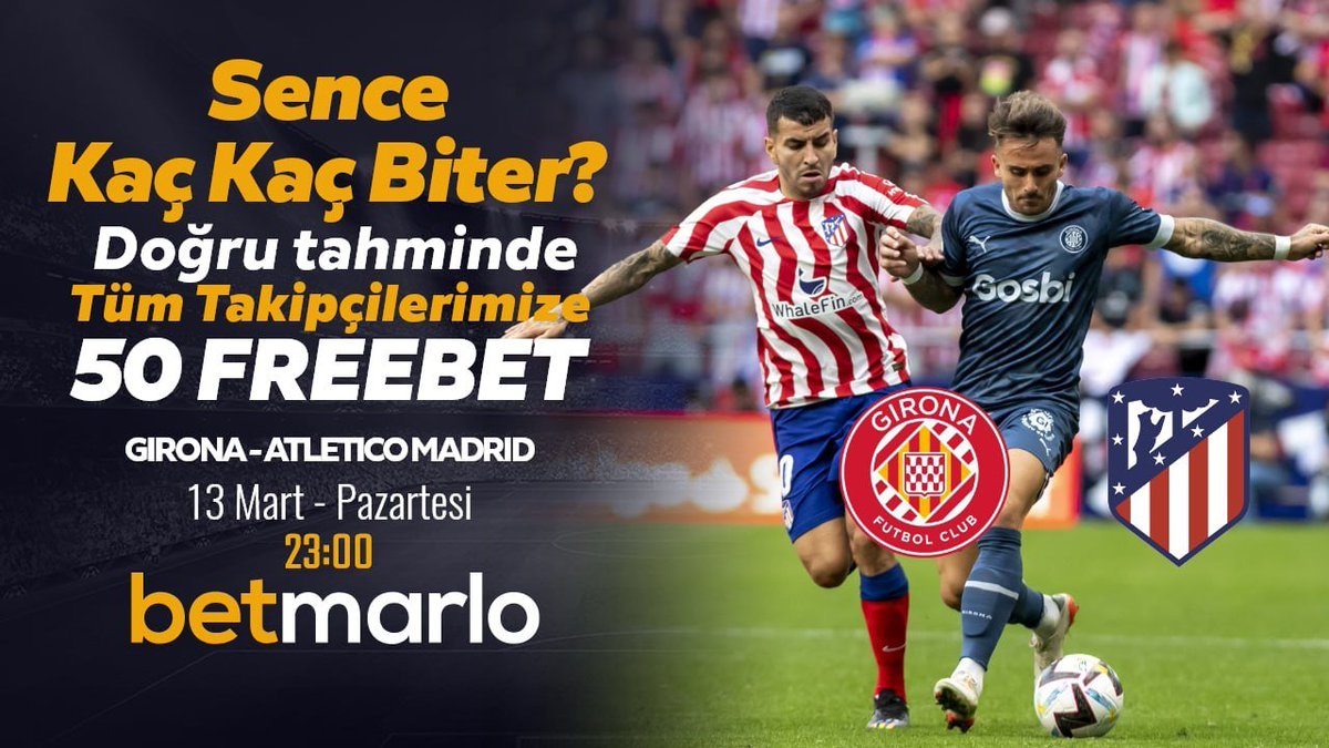 Betmarlofc's tweet photo. 📢#Betmarlo ile Etkinlik Zamanı❗️
❓#Grona - #AtletikoMadrid Mücadelesi Kaç Kaç Sonuçlanır?
🎁Doğru Tahmin Eden Bütün Üyelerimize 50 Freebet Hediye!
❗️Katılımını Link Üzerinden Tamamla 📢https://t.co/yYQA0AYRCE
#freebet #denemebonusu #canlıbahis #bahis https://t.co/VUF3vo8EkZ