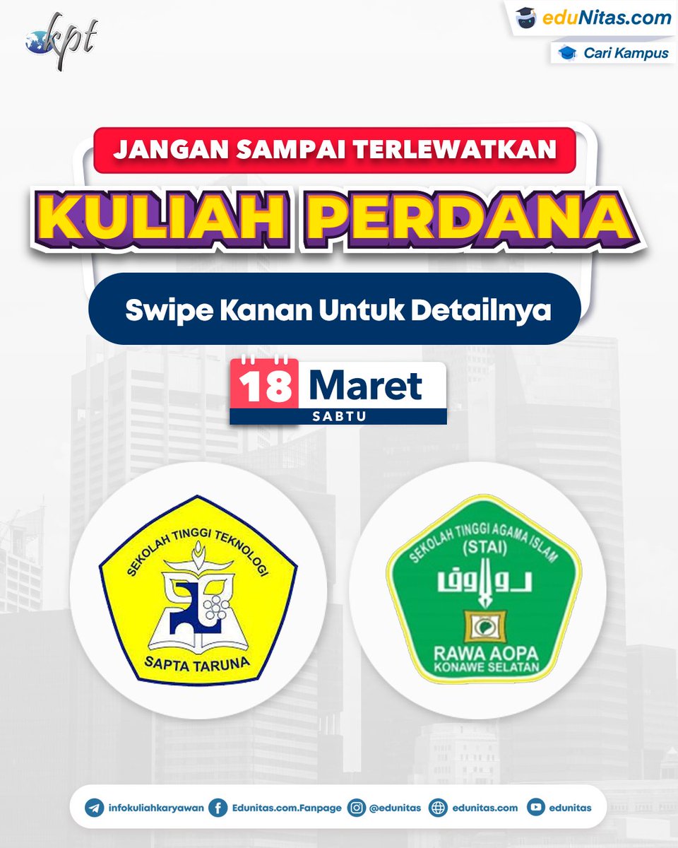edunitas's tweet photo. Kuliah Perdana Segera Dimulai!

Bagi sahabat eduNitas yang belum mendapatkan kesempatan ini, 

Yuk untuk daftar sekarang juga! Karena kuota kelas terbatas serta kuota promo pendaftaran 50% semakin terus berkurang.

#kuliahperdana #kuliahkaryawan #kelaskaryawan #edunitas https://t.co/Xmv3xUqwym