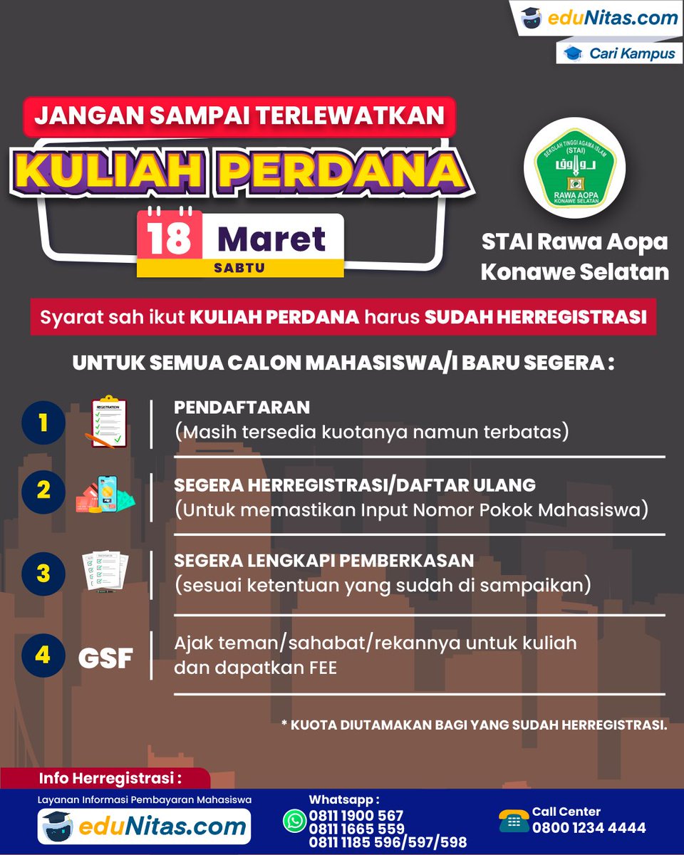 edunitas's tweet photo. Kuliah Perdana Segera Dimulai!

Bagi sahabat eduNitas yang belum mendapatkan kesempatan ini, 

Yuk untuk daftar sekarang juga! Karena kuota kelas terbatas serta kuota promo pendaftaran 50% semakin terus berkurang.

#kuliahperdana #kuliahkaryawan #kelaskaryawan #edunitas https://t.co/Xmv3xUqwym