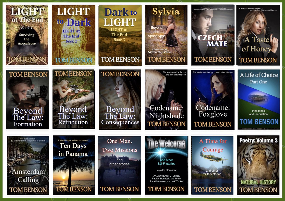 Novels, short story anthologies and poetry collections.
I publish in various genres.
All FREE on Kindle Unlimited.
If you’re not a KU subscriber, my prices are competitive.
Amz UK: amzn.to/2CXjflq
Amz Com: amzn.to/3Fhpzae
Author website: tombensonauthor.com