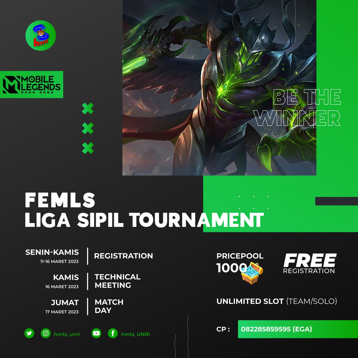 HMTS_UNRI's tweet photo. [HMTS INFO]

FEMLS Liga Sipil Tournament🎮➖
Hai ML-Lovers Sipil Universitas Riau 👋, Bagaimana kabarnya? Semoga semua dalam keadaan baik ya ~

Nah, kali ini kita bakal ngadain event Tournament dengan tema Liga Sipil Tournament 🥳🥳 https://t.co/w3xfo0abnh