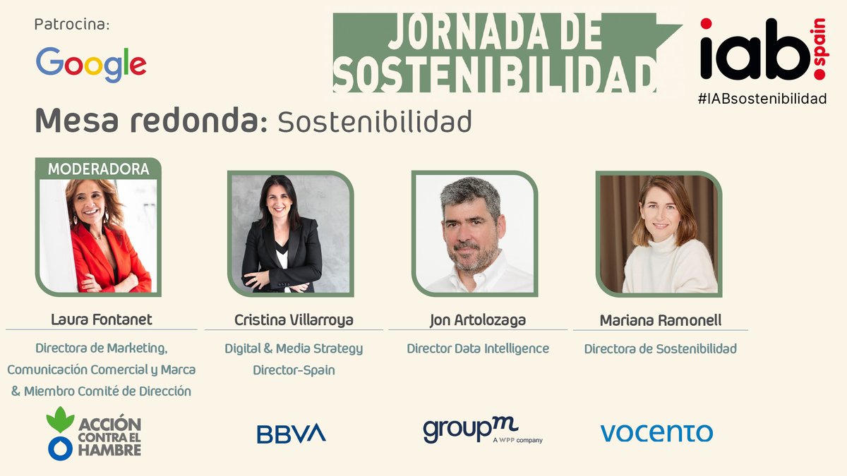 Mesa redonda de expertos: 
Jon Artolozaga - <a href="/GroupM_Espana/">@GroupM_Espana</a>
<a href="/cvillarroya/">Cristina Villarroya</a>- <a href="/BBVA_espana/">BBVA en España</a>
Mariana Ramonell - <a href="/Vocento/">Vocento</a>
Modera : <a href="/lfontanet/">Laura Fontanet Gay</a>-  <a href="/Acontraelhambre/">Acción contra el Hambre España</a>