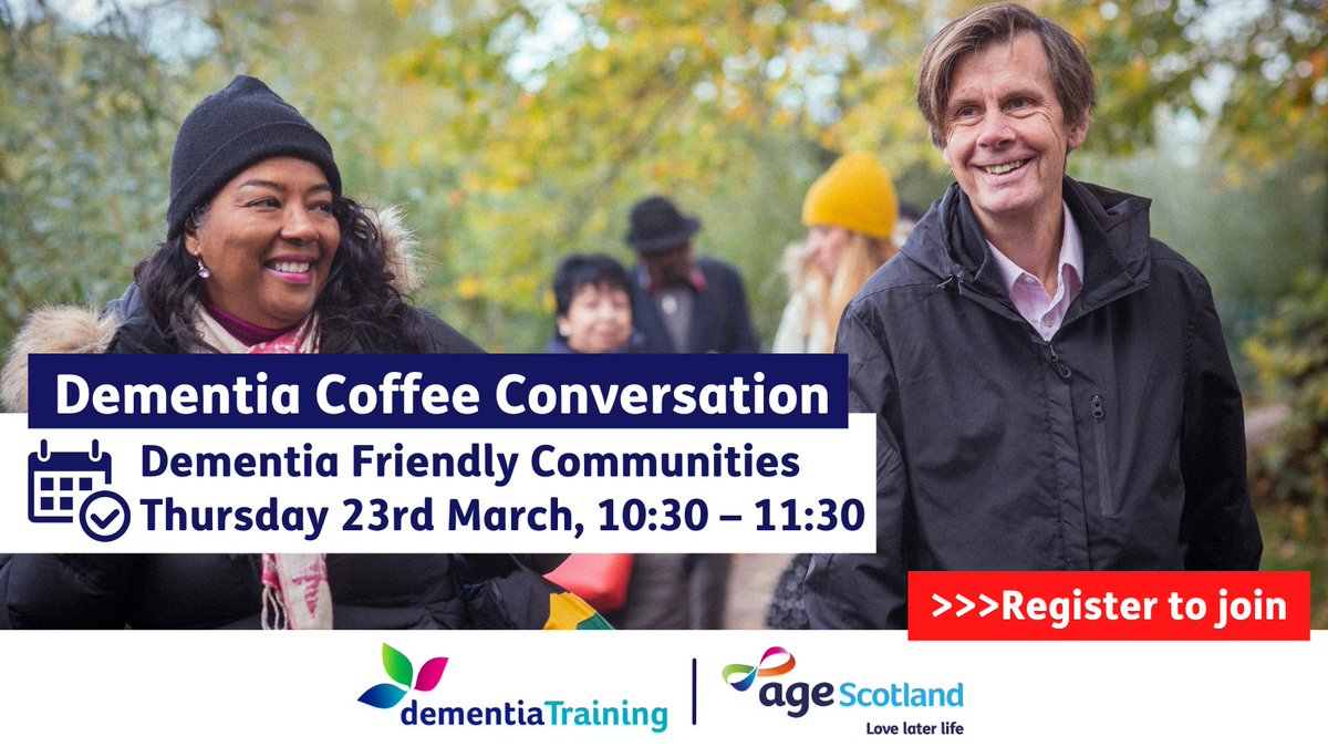 Age Scotland Dementia (@agescotdementia) on Twitter photo How much do you know about #dementia friendly communities? Come along & find out more at our March Coffee Conversation! We'll be joined by <a href="/AboutDementiaSc/">About Dementia</a>'s Colm McBriarty & a community group sharing their experience. Book your spot here ▶️ eventbrite.co.uk/e/dementia-cof… How much do you know about #dementia friendly communities? Come along & find out more at our March Coffee Conversation! We'll be joined by <a href="/AboutDementiaSc/">About Dementia</a>'s Colm McBriarty & a community group sharing their experience. Book your spot here ▶️ eventbrite.co.uk/e/dementia-cof…