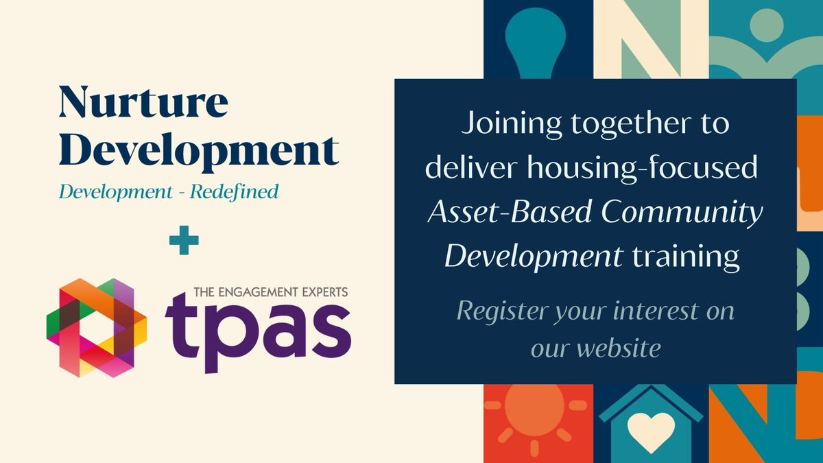 Tpas are excited to announce a new partnership with <a href="/NurtureDev/">Nurture Development</a>, to deliver housing-focused Asset-Based Community Development training. This exclusive Tpas member only opportunity is not to be missed. 

Find more info &amp; register on our website: tpas.org.uk/news-and-views… #ukhousing