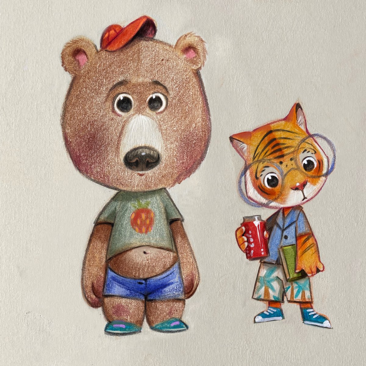 rutbisbe's tweet image. 🐻 Bons amics 🐯 #animals #dibuix #llapis #os #tiger #cocacola