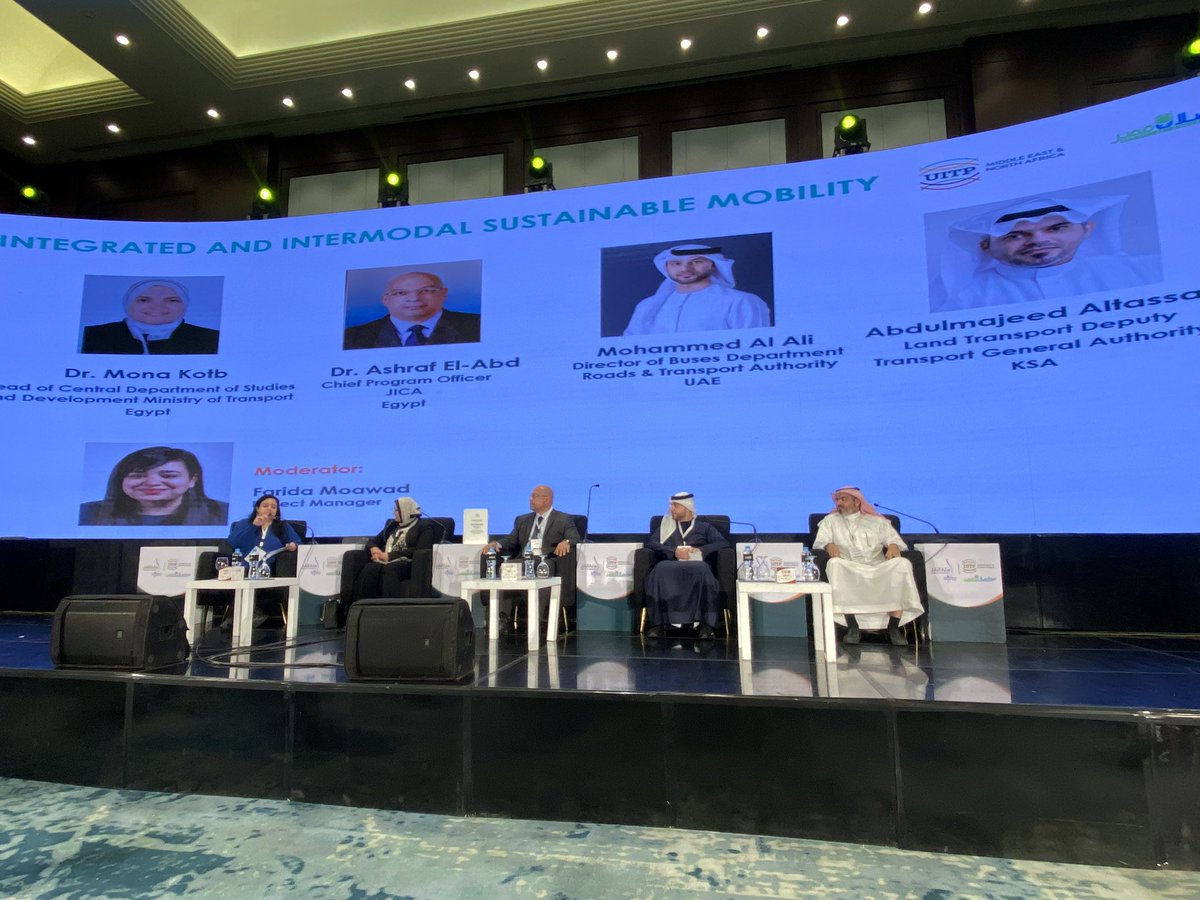 Excellent session chaired by <a href="/UITPnews/">UITP</a> Manager <a href="/farida_mwd/">Farida M</a> at #UITPEgyptConference on Integrated &amp; Intermodal Sustainable Mobility with high level speakers from UAE, Saudi Arabia and Egypt 🚇🚍🚃🚕🚴‍♀️