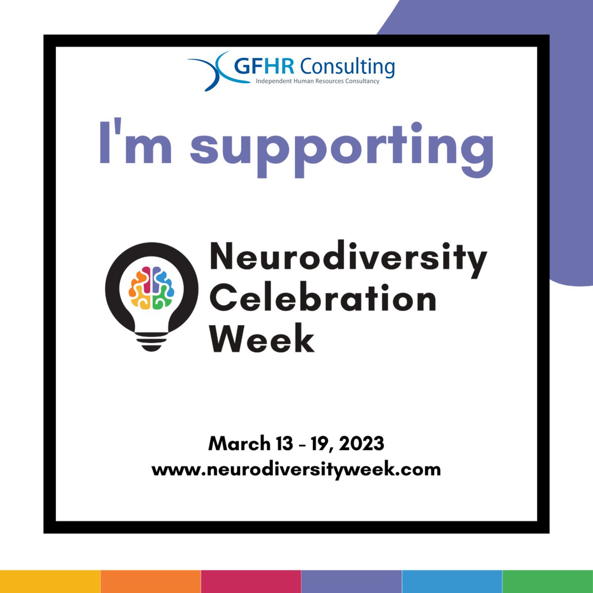 We're proud to be supporting Neurodiversity Celebration Week 2023! 😀

Neurodiversity Celebration Week is a worldwide initiative that challenges stereotypes and misconceptions about neurological differences. 👍

#NeurodiversityCelebrationWeek #NeurodiversityWeek #NCW #ThisIsND