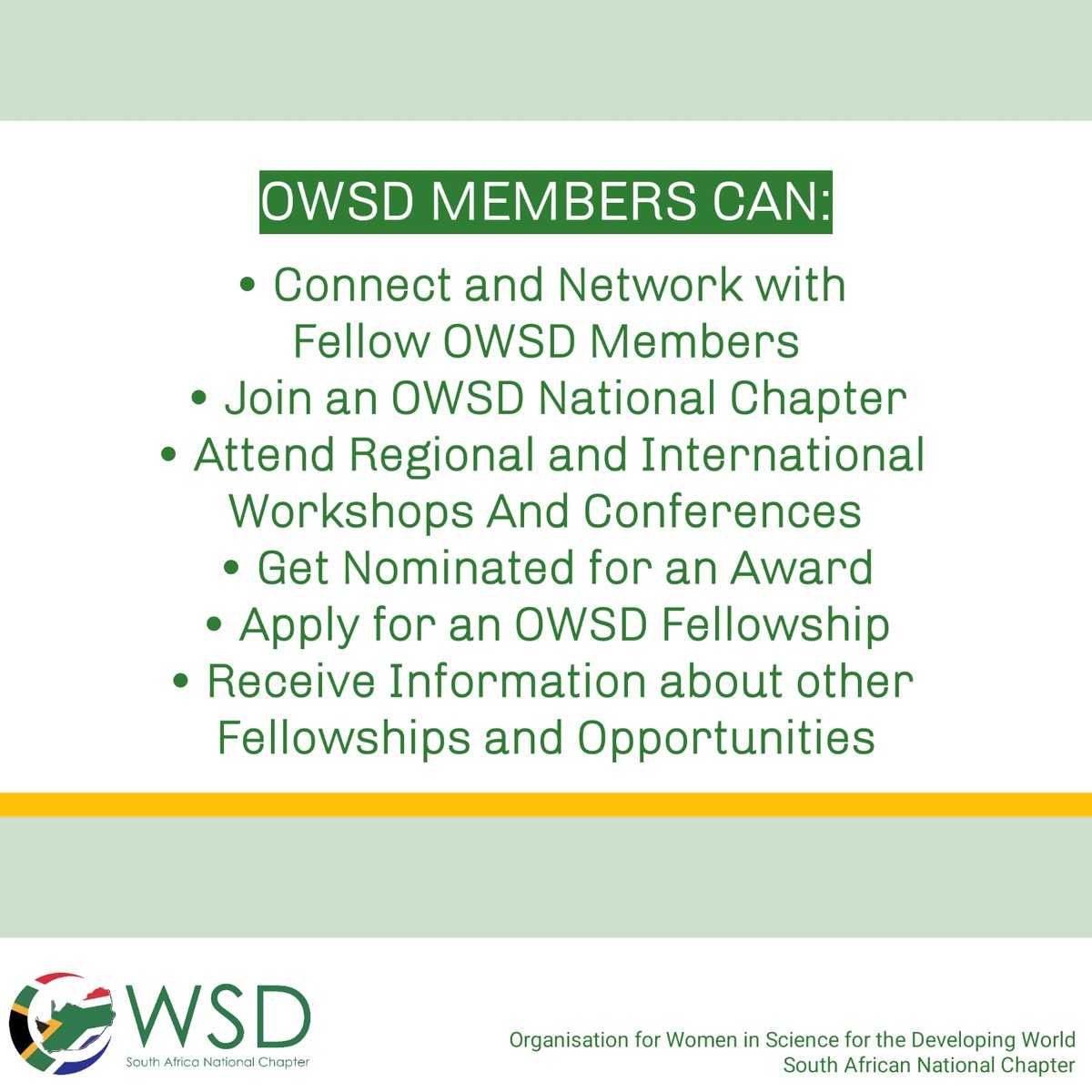 owsd_sanc's tweet photo. Learn more about the benefits of being an OWSD SANC member! For more information and to become a member, click the link in our bio!
#owsd #owsdsanc #womeninscience #womenempowerment #womeninSTEM #genderequality #genderequity #womensupportingwomen #womeninleadership https://t.co/jQPo3k1kOK