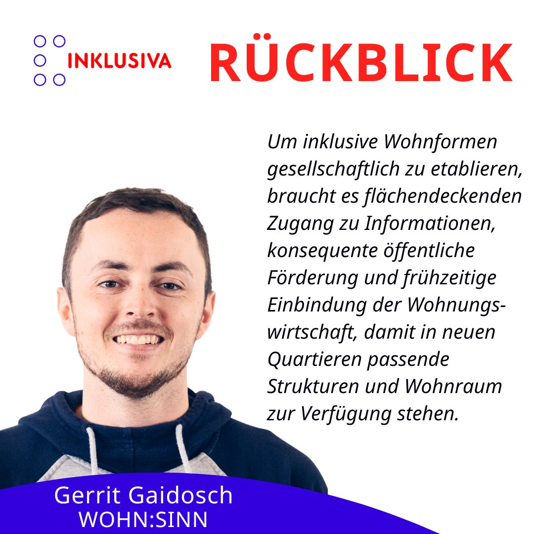 Gerrit Gaidosch von WOHN:SINN hat auf der INKLUSIVA an einer Gesprächsrunde zu inklusiven Wohnformen mitdiskutiert. Er setzt sich mit wohnsinn.org für inklusives Wohnen ein. Welche inklusiven Wohnprojekte kennt ihr? #inklusion #teilhabe