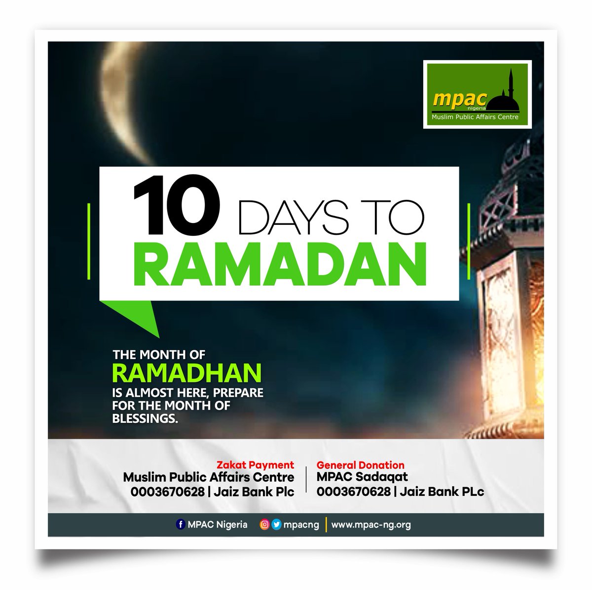 mpacng's tweet photo. 10 DAYS TO RAMADHAN

Ramadan is the month of blessings. It is the time of repentance, forgiveness, charity, and self-reflection. May Allah shower His blessings upon us and grant us the strength to fulfil our obligations during this holy month.
#ramadhan2023  #10daystoramadan https://t.co/KlnGnZ6XNa
