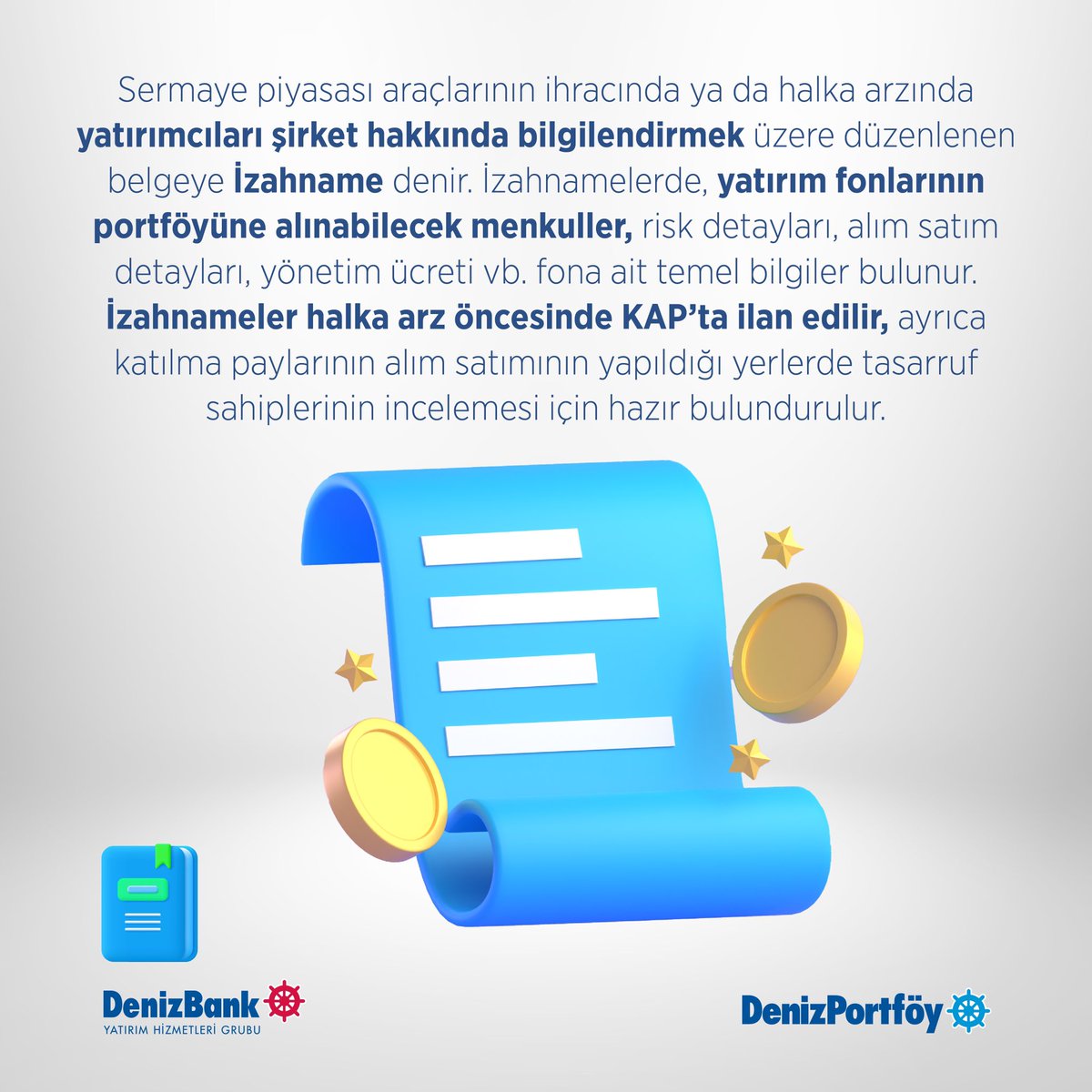 📚 #DenizPortföySözlük’te bu ayın terimi ‘’İzahname’’.

👉 İzahname’nin tanımını öğrenmek için görseli sola kaydırmayı unutmayın.

#DenizPortföy  #DenizBank  #İzahname #Fon #Sözlük