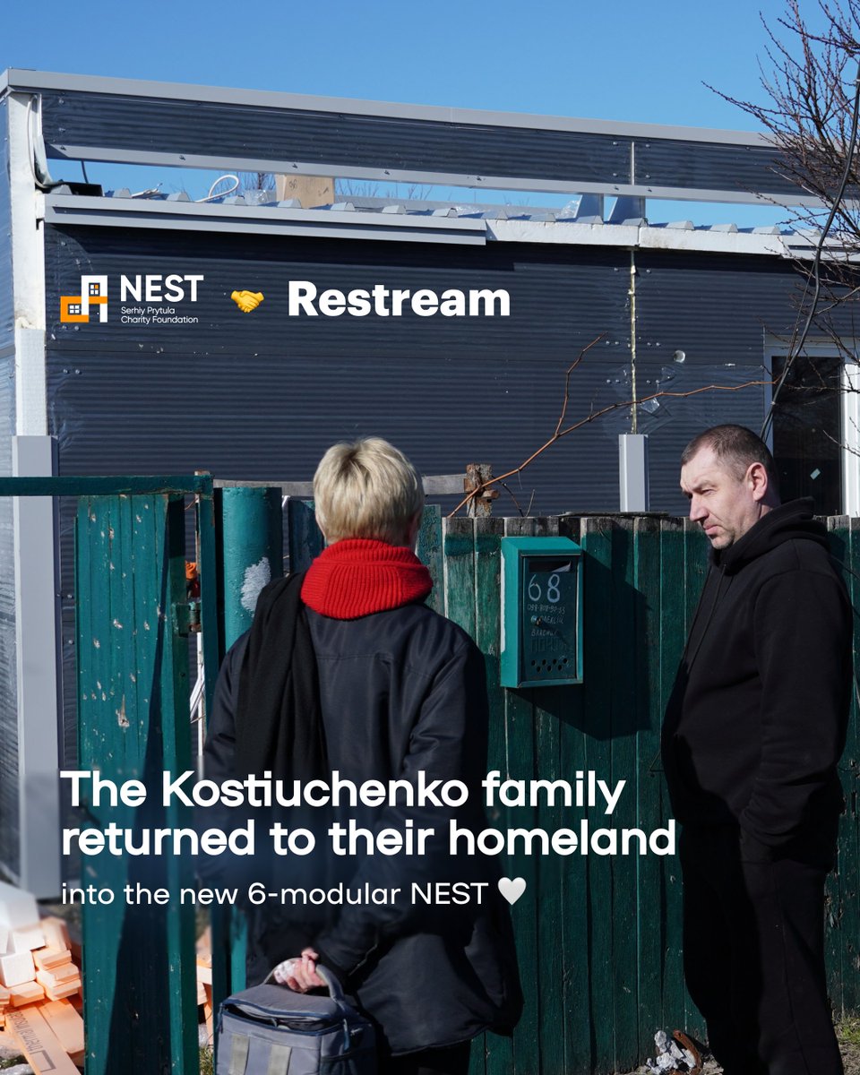 One more family came back home 💙
Thanks to the generous donation of <a href="/Restreamio/">Restream</a>, the #NEST initiative set up a prefabricated house for the Kostiuchenko family. We hope they will find calm in the new nest 🙌
Explore the whole story and join our initiative bit.ly/422JGCP
