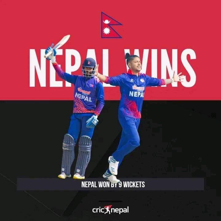 KhemrajBasnet's tweet photo. Tribute congratulation!!
Cricket team Nepal won over PNG!! Hurry to together friends in wordcup !! Cheer’s!!!! https://t.co/WmJI5uTn1t