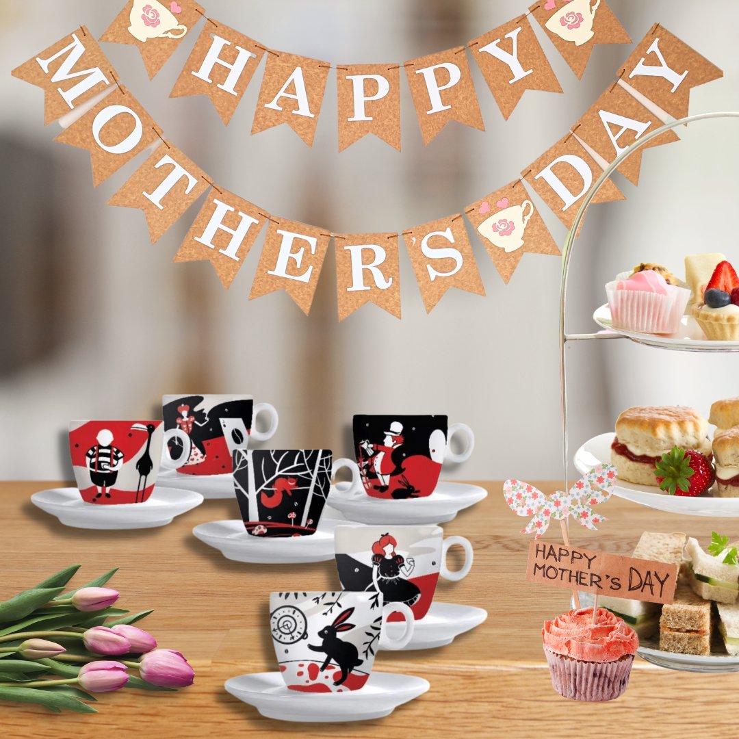 CoffeeClick_Ire's tweet photo. Why not treat your mum this Mothers' Day to Afternoon Tea at home with our 'Alice in Coffeeland' Collection Cappuccino Cups &amp; Saucers Set! ☕🐇⏰

Buy yours here now: https://t.co/iOoblnvt38 https://t.co/P3btRRvTEB