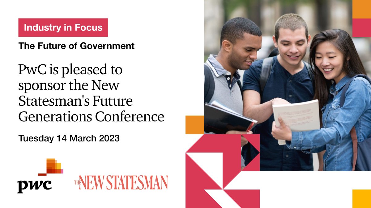 PwC_UK's tweet photo. Join Rachel Taylor, our Government and Health industries leader, at the New Statesman Future Generations Conference. Register for free now. https://t.co/rW6IblbcPI  

#NSFutureGenerations #FutureOfGov https://t.co/79xWOmIBqO