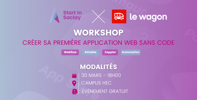 HECParisEnt's tweet photo. 🤷 Tu veux te lancer dans l'#entrepreneuriat sur le web et tu ne sais pas coder ? RV le 30 mars sur le campus de @HECParis à l'occasion du workshop "Créer ta première application web sans code ", un événement organisé par @StartInSaclay et @Lewagonparis 👉 https://t.co/419xnOA7Y7 https://t.co/dXWC4qs1Ah