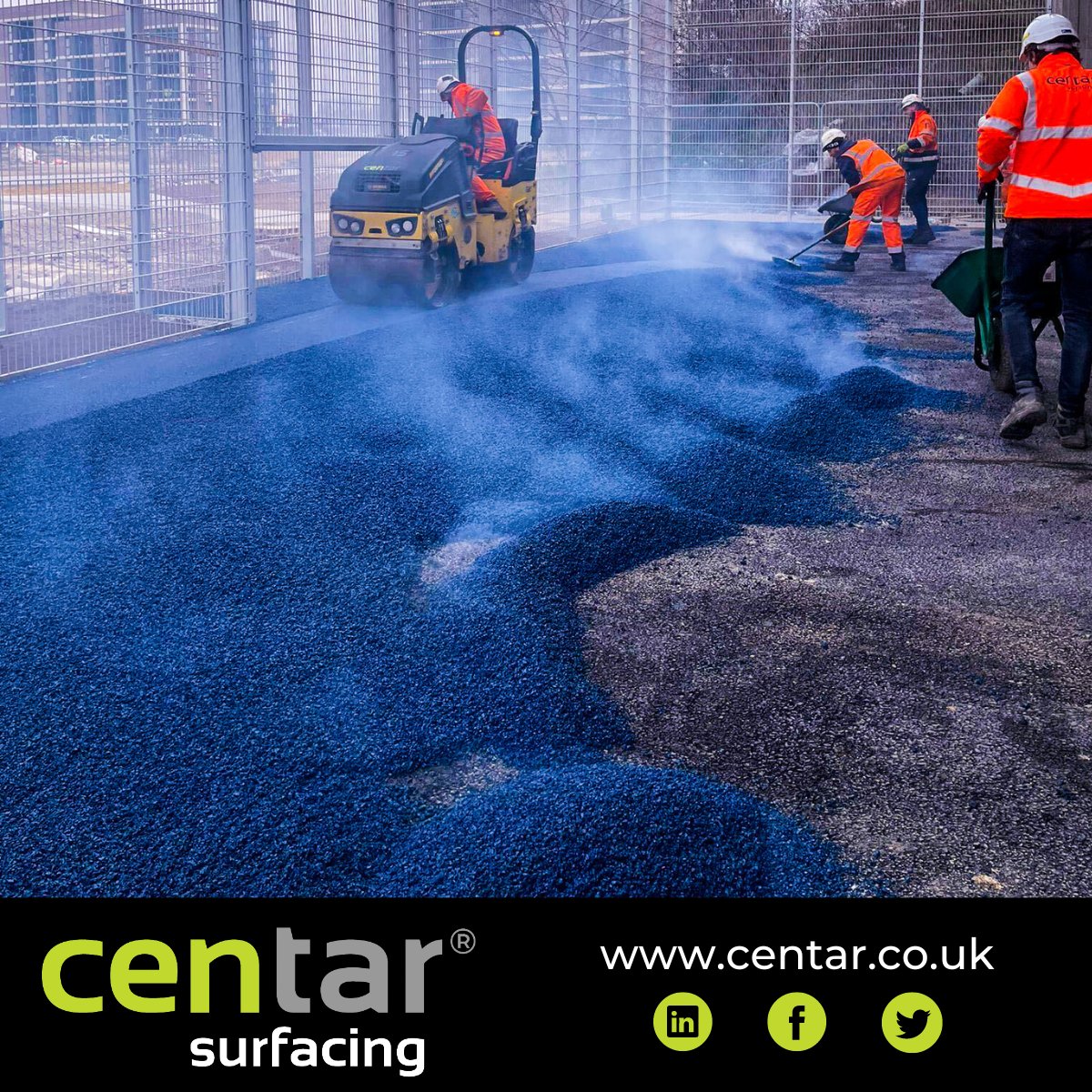 CentarSurfacing's tweet photo. How can you have the Monday blues when the finish is this BLUE-tiful π
A big thank you to @TarmacLtd who supplied the ULTICOLOUR asphalt for a multi use games area.
#tarmaculticolour #ulticolour #centarsurfacing #MUGAproject https://t.co/SY65iZSM61