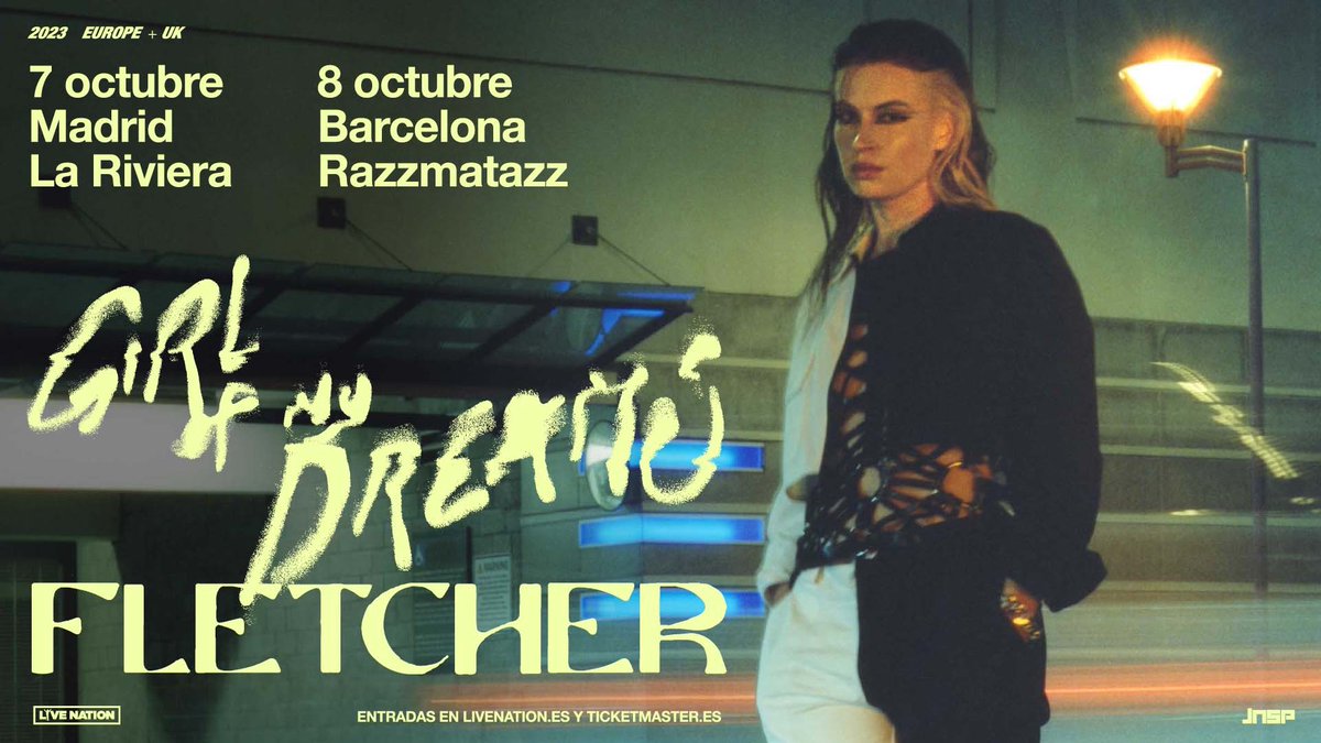 LiveNationES's tweet photo. ✨Fletcher, una de las artistas más  talentosas del pop actual, vendrá a presentarnos su primer álbum Girl Of My Dreams.
 
✨Entradas el 17/03 a las 10h en https://t.co/Q9PRyJwHcG y https://t.co/wzYchBYlD4
 
✨Preventa el 15/03 para los registrados en https://t.co/Q9PRyJwHcG https://t.co/SJf3pZHAow