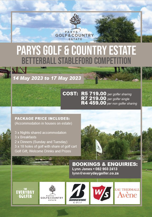 everdaygolfersa's tweet photo. Join us for a Betterball Stableford Comp at Parys Golf &amp; Country Estate.

Great course, great accommodation and food plus awesome prizes up for grabs!

For more info:

☎️ 082 903 2413 Call/WhatsApp
✉️ lynn@everydaygolfer.co.za https://t.co/6NZjbNIErh