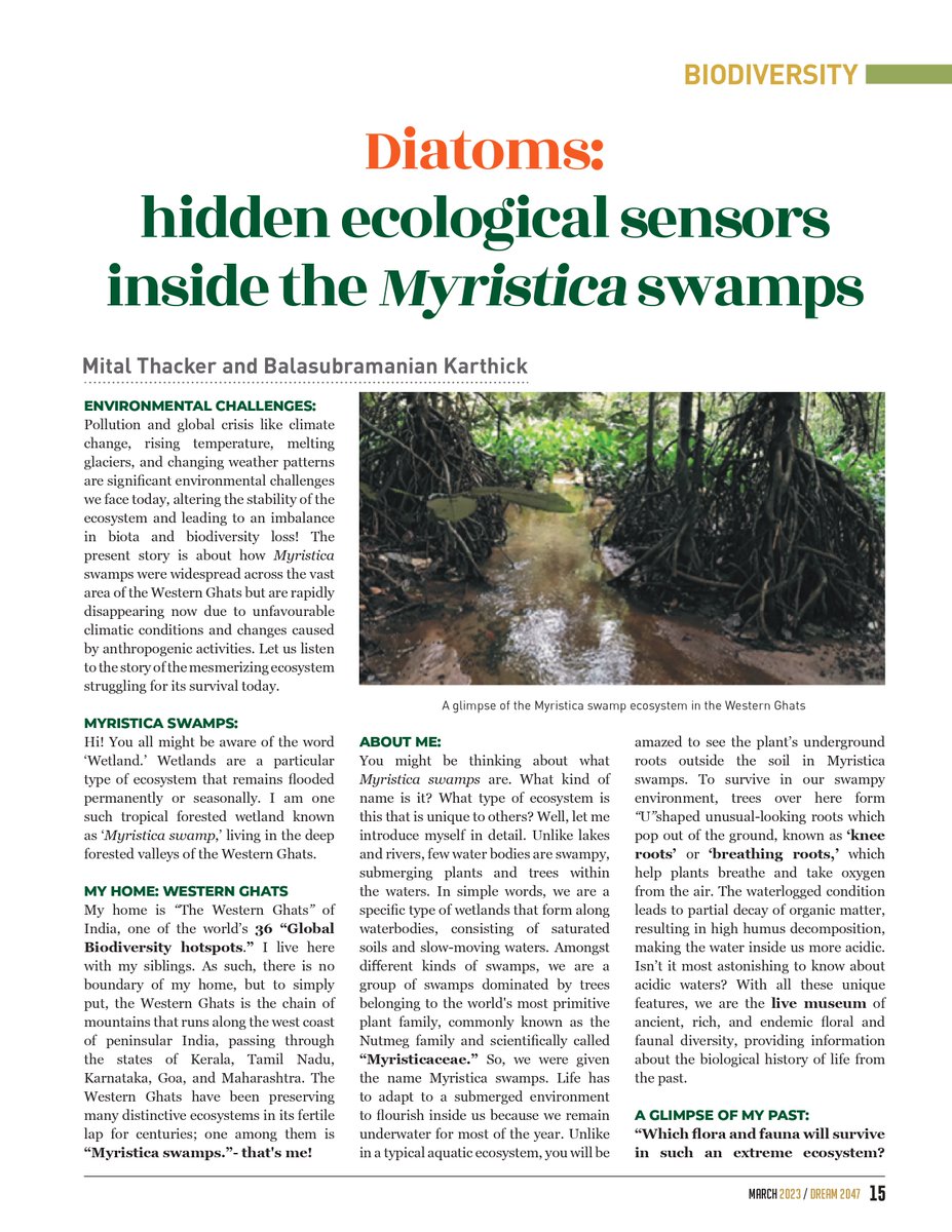 karthickbala's tweet image. @thacker_mital and I wrote a popular science article about the #diatoms from the Myristica swamps of the #WesternGhats published in @VigyanPrasar Dream2047. Research supported by @moesgoi  @ari_pune