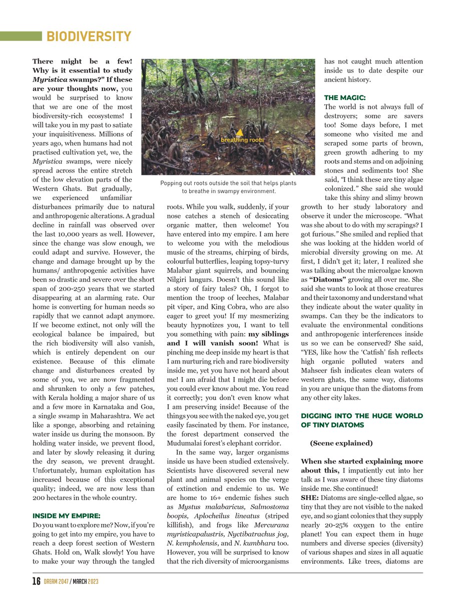 karthickbala's tweet image. @thacker_mital and I wrote a popular science article about the #diatoms from the Myristica swamps of the #WesternGhats published in @VigyanPrasar Dream2047. Research supported by @moesgoi  @ari_pune
