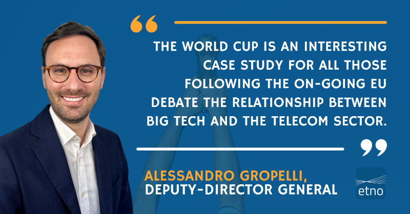 connecteuropex's tweet photo. 📺 Streaming is king, and app complexity is increasing: how will traffic volumes evolve as tech giants fiercely compete against traditional broadcasters? 

An explanation by @Agropelli on what the 🇶🇦 World Cup ⚽️ meant for broadband networks 👇