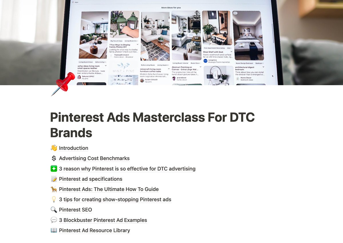 Pinterest Ads Masterclass:

I put together guide with everything we learned from spending over $1.5 million on Pinterest ads last year.

RT + comment “pin” below and I’ll DM it to you

(must follow or I can’t DM)