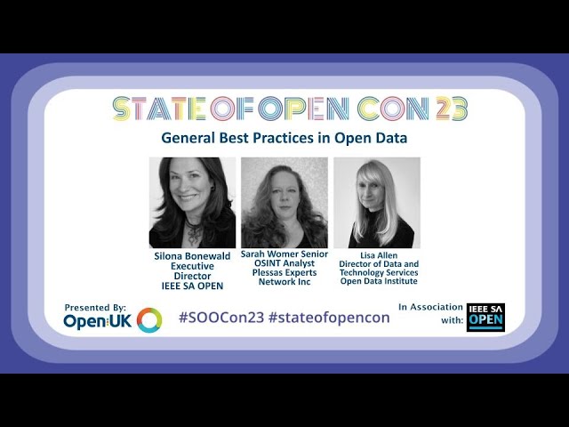 Watch <a href="/Silona/">Silona @silona@fosstodon.org</a> of <a href="/IEEESA/">IEEE Standards Association | IEEE SA</a>, Sarah Womer of Plessas Experts Network Inc. &amp; <a href="/I_am_LisaAllen/">Lisa Allen</a> of <a href="/ODIHQ/">Open Data Institute</a> in a panel discussion on "General Best Practices in Open Data" at State of Open Con 23 #SOOCon23 #opensource #OpenData

youtu.be/lAaogPo3uMc?li…