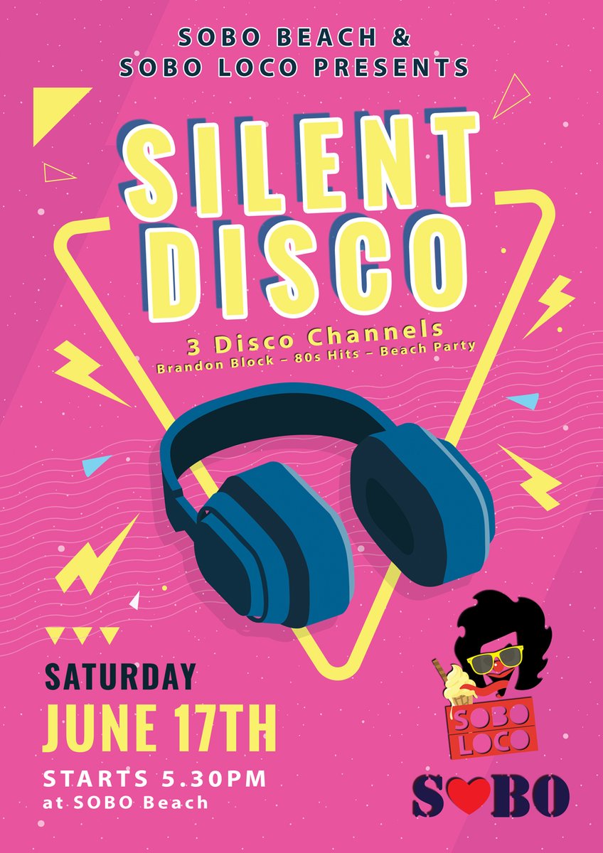 sobobeachclub's tweet photo. 📅 Date for your diary - SOBO LOCO Silent Disco 🎧 🎶  Saturday 17th June

🎟️ Tickets on sale at the start of April!  Keep your eyes peeled for more info and sale info
.
.
#southbourne #sobo #soboloco #sobobeach #lifesabeach https://t.co/2236tbs7qv