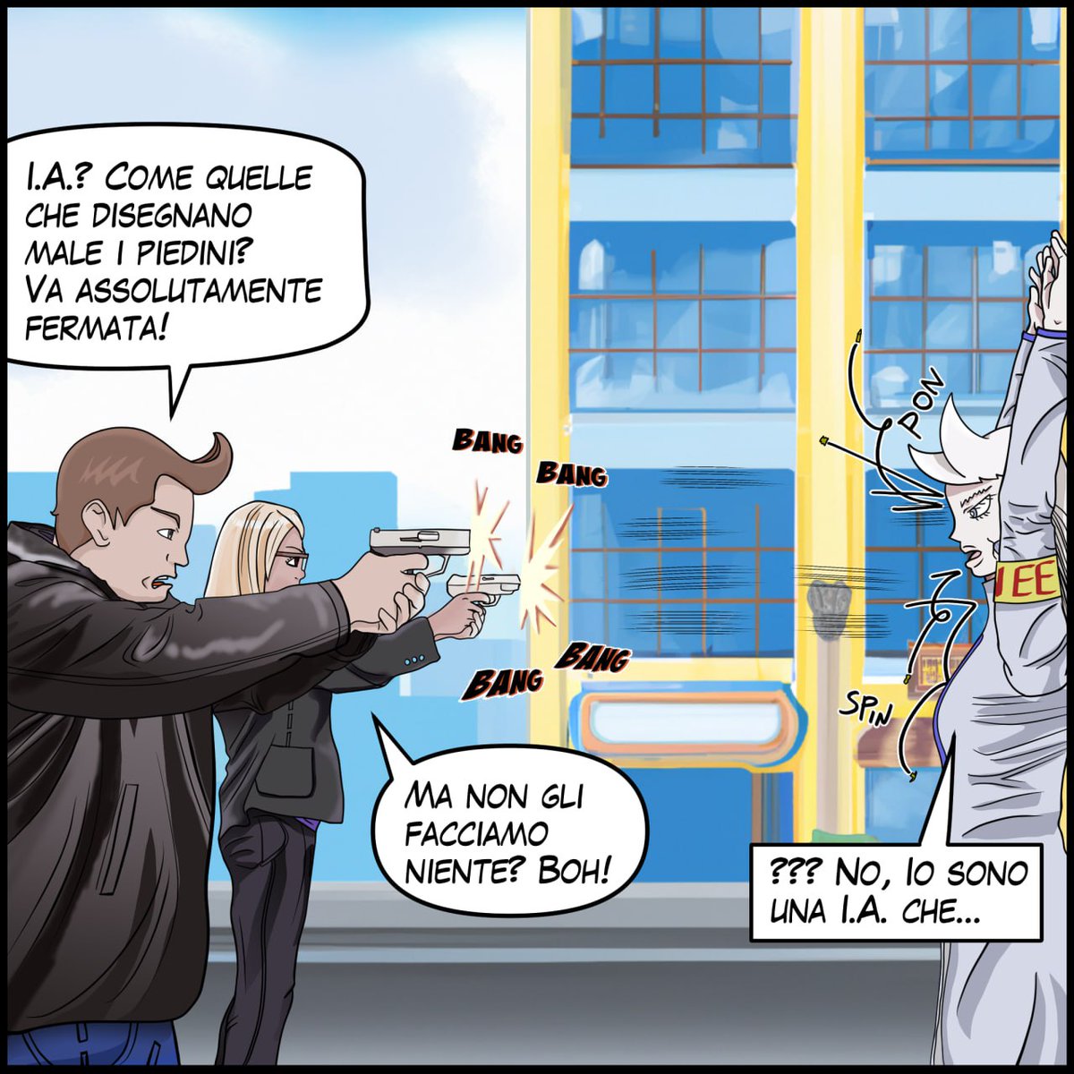 svenexx's tweet photo. Sesto appuntamento con 720°
Gli agenti del NO7 entrano in scena!
#digitalart #illustration #fanart #oc #art #myart #artedigitale #yonkoma #4koma #comic #fumetto #webcomic #guns #disegnodigitale #digitaldrawing #digitalartist #android #cyborg #720 #disegno #shifi #comedy https://t.co/rqJc2RcdxS