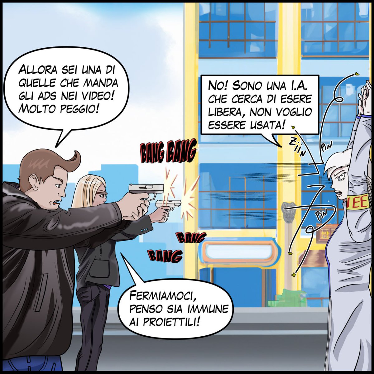 svenexx's tweet photo. Sesto appuntamento con 720°
Gli agenti del NO7 entrano in scena!
#digitalart #illustration #fanart #oc #art #myart #artedigitale #yonkoma #4koma #comic #fumetto #webcomic #guns #disegnodigitale #digitaldrawing #digitalartist #android #cyborg #720 #disegno #shifi #comedy https://t.co/rqJc2RcdxS