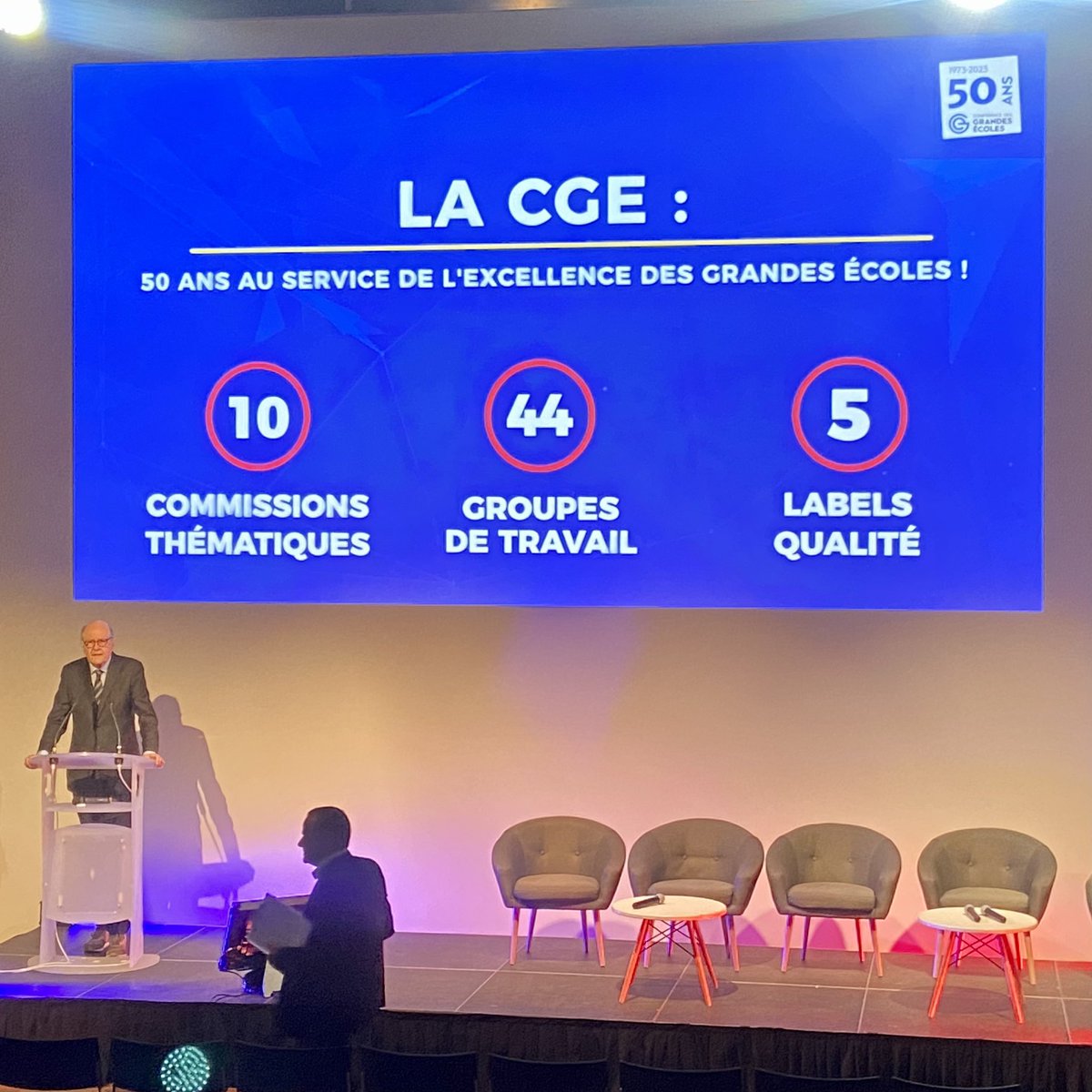 🎂 #50ansCGE 🎉  
Congrès-anniversaire - Jour 1

Accueil par Jean-Marc Sauvé, Président de la <a href="/ciup_fr/">Cité internationale universitaire de Paris</a> et VP honoraire du <a href="/Conseil_Etat/">Conseil d'État</a> 

Lancement par @lchampaney, Président de la CGE, DG <a href="/ArtsetMetiers_/">Arts et Métiers - ENSAM</a> 
et <a href="/AbdessemedTA/">Tamym Abdessemed</a>, Commissaire aux 50 ans, Directeur <a href="/ExceliaGroup/">Excelia</a> BS