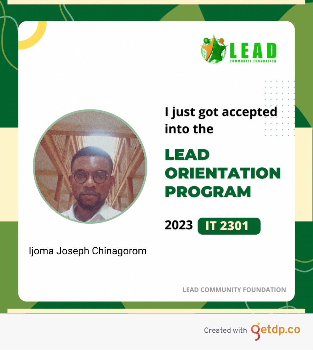 nagoAct's tweet photo. I just got accepted into the @Leadproject8 orientation program 2023. #leadcommunityfoundation
#IT2301 https://t.co/HaRfqaLR4u