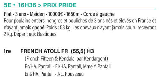 Fedeprogalop's tweet photo. Le Prix Pride, Maiden, a été remporté par FRENCH ATOLL, élevé et entrainé par son propriétaire : @AlexPantall  à Machecoul (12/03) ! Félicitations 🙌
#owninfrance #raceinfrance #RaceAndCare https://t.co/1quoyDn7qB