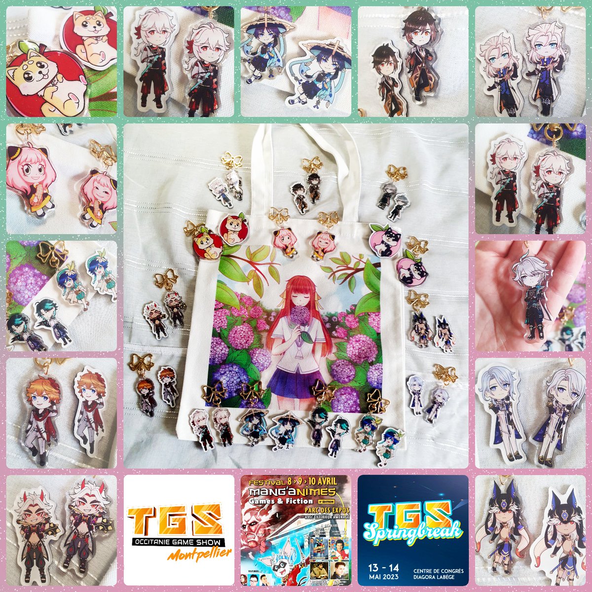 molly_draw's tweet photo. 【CONVENTIONS 2023 &amp; GOODIES】

J'ai reçu ma commande @VograceCharms 💖 donc j'en profite pour vous annoncer que je serai présente à ces 3 conventions : 

- TGS Montpellier les 25 &amp; 26 Mars
- Mang'anîme (Nîmes) les 8, 9 et 10 Avril
- TGS Springbreak (Lagège) les 13 &amp; 14 Mai https://t.co/R6o5aUxtP2