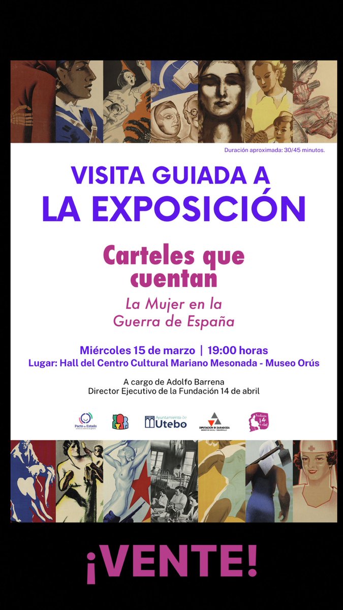 ✖️ ¡Visita guiada a la exposición!
🪧Carteles que cuentan: La Mujer en la Guerra de España 
📍 CCMM-MO

¿Te animas?

#CentroCultural #CulturalCenter #CMarianoMesonada #CMesonada #MuseoOrús #8M #Mujeres #MovimientoSocial #Exposición #Exhibition #WomensDay