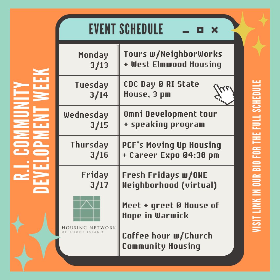 HousingNetwrkRI's tweet photo. It's Community Development Week! Join us as we celebrate our member Community Development Corporations and their countless contributions to the state's communities and residents. Learn more in our Membership Impact Report, which drops today. #RICDCweek #CommunityDevelopment https://t.co/r3yaMzFq2K