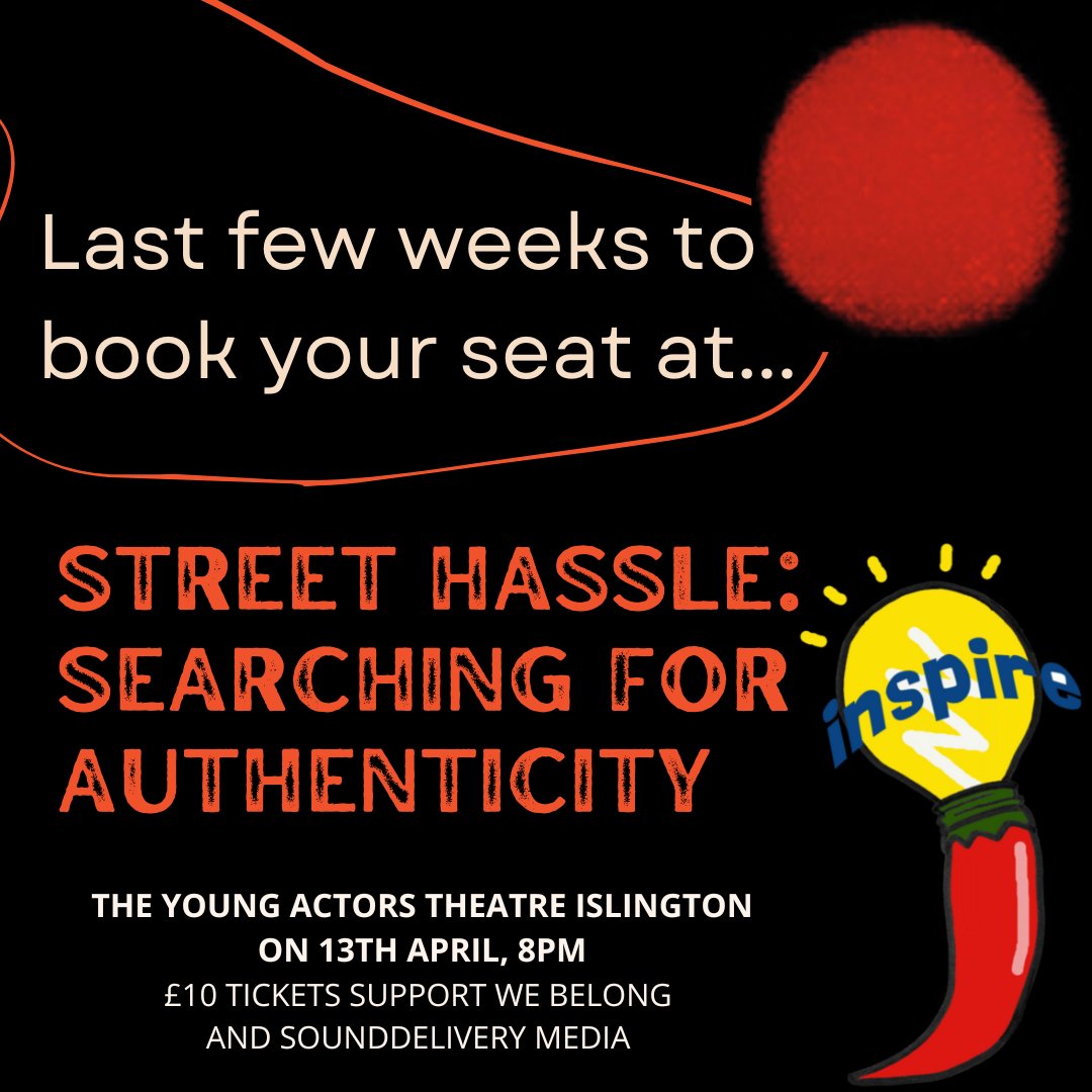Inspirechilli's tweet image. Get your seats for a night of #AdvantagedThinking #inspiration as we celebrate insights from @LouReed's #streethassle alongside experiences of #youthactivists today. £10 tickets support @WeBelong19  &amp;amp; @sounddelivery eventbrite.co.uk/e/street-hassl…
