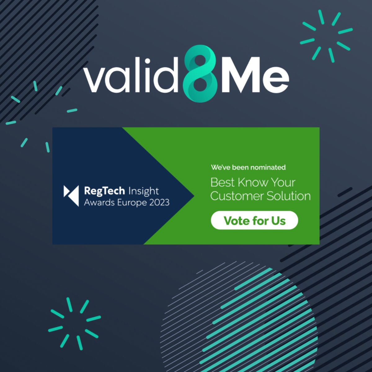 valid8Me_com's tweet photo. Help needed klaxon📢 We're shortlisted in @RegTechInsight awards which close this week!
If you could vote, it would mean so much! We're listed in cat. 22 in the:🏅 Best Know Your Customer Solution🎖
To vote: https://t.co/ugIovB1KRx😄
#KYC #valid8me #RegTechAwards #RTIAwards23 https://t.co/IosiaO8YMZ
