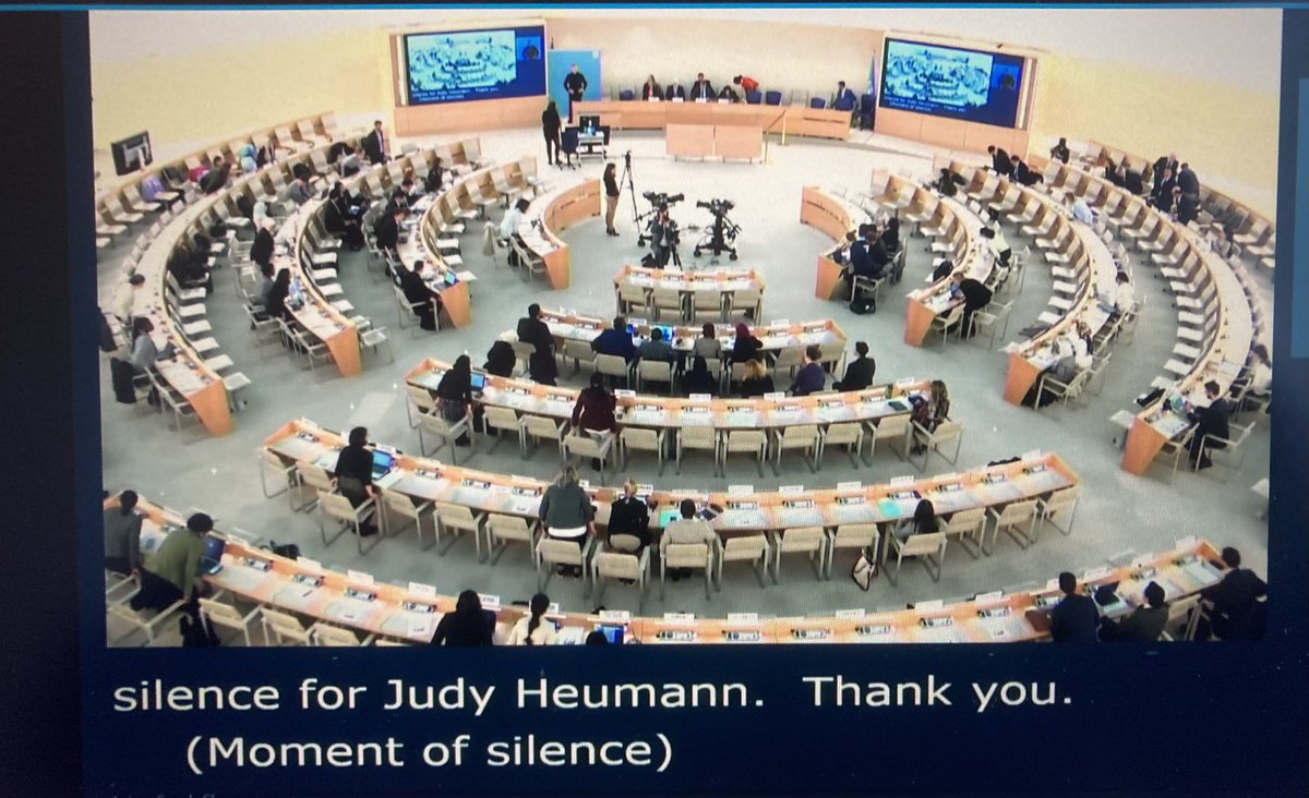 Ross_Gilligan's tweet image. Poignant moment as the Interactive Dialogue with @SR_Disability at the Human Rights Council begins with a silence recognising the massive contribution of @judithheumann to disability rights globally including the Convention on the Rights of Persons with Disabilities itself #HRC52